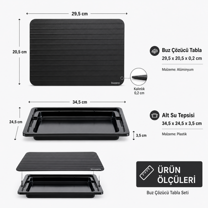 Buzera™ Buz Çözücü Tepsi | Yemeğin En Hızlı Hali